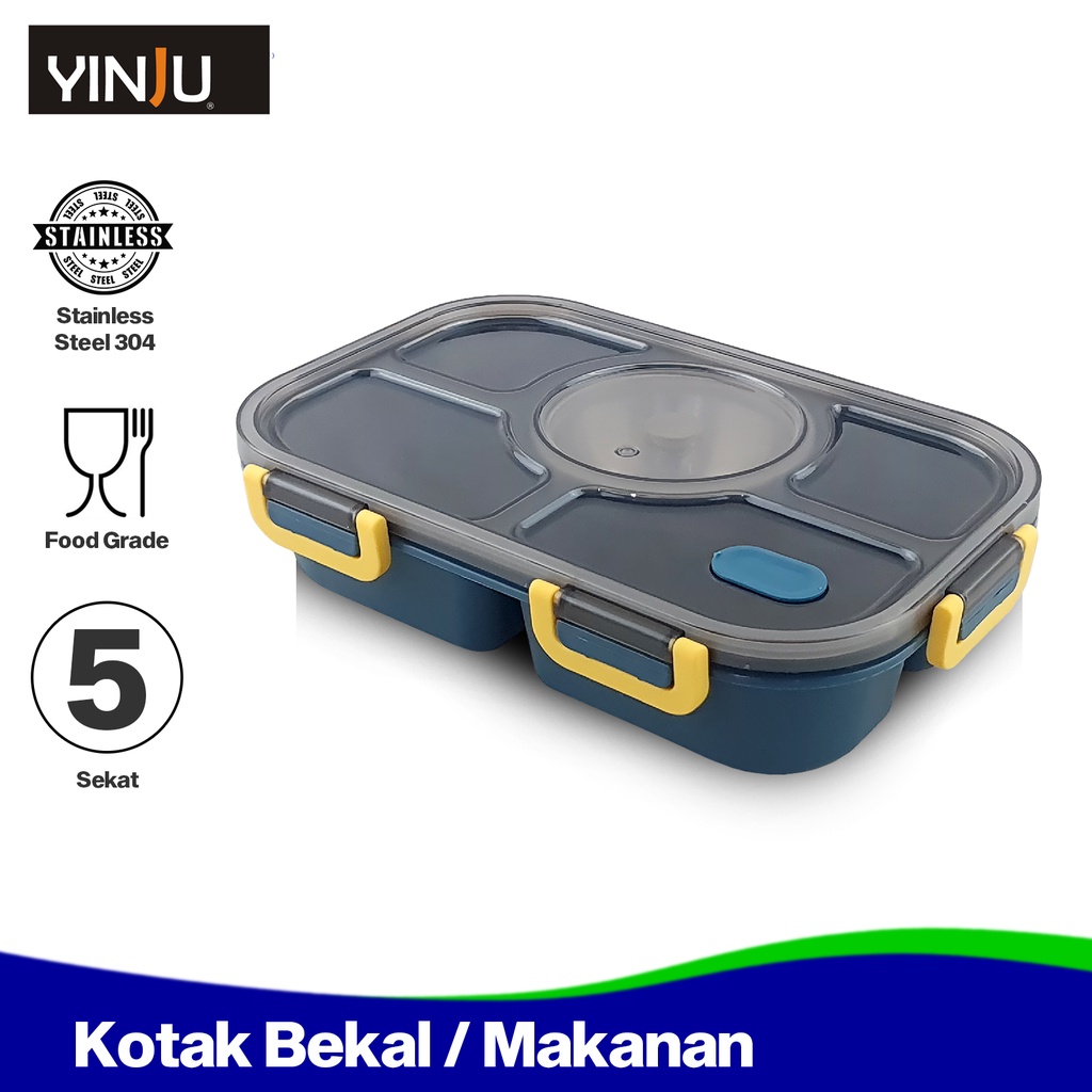 aha YINJU Kotak Bekal / Makanan Plastik 5 Sekat Lunch Box Food Grade CHI-BENTGO
