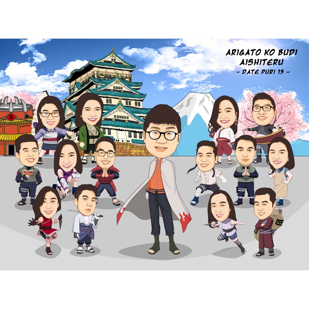 Jual Karikatur Foto Wajah Sketsa Kado Perpisahan Farewell Custom