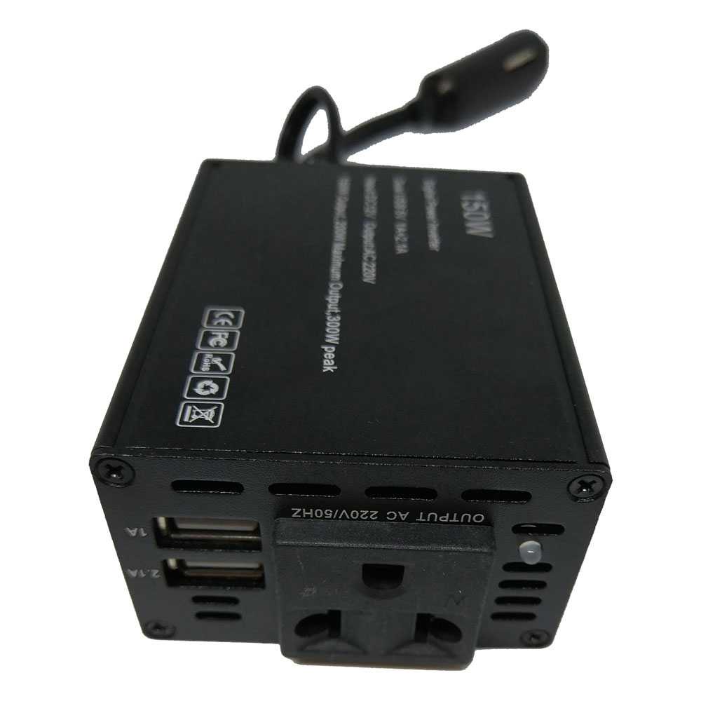 Taffware Power Inverter Mobil dengan 2 USB Port 150W 220V - PI-150W