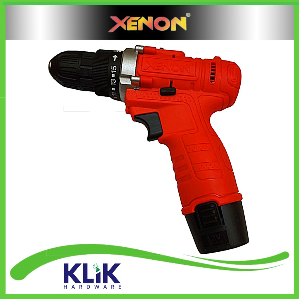 Xenon Mesin Bor Tangan Cas Cordless Drill Charge CDD500 2 Pcs Baterai 12V