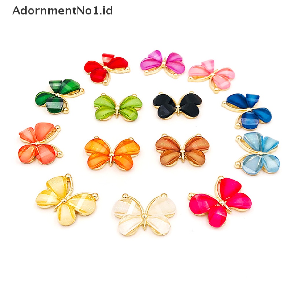 (AdornmentNo1) 10pcs / Set Hiasan Kupu-Kupu flatback Bahan resin Untuk Dekorasi Handphone / Scrapbook