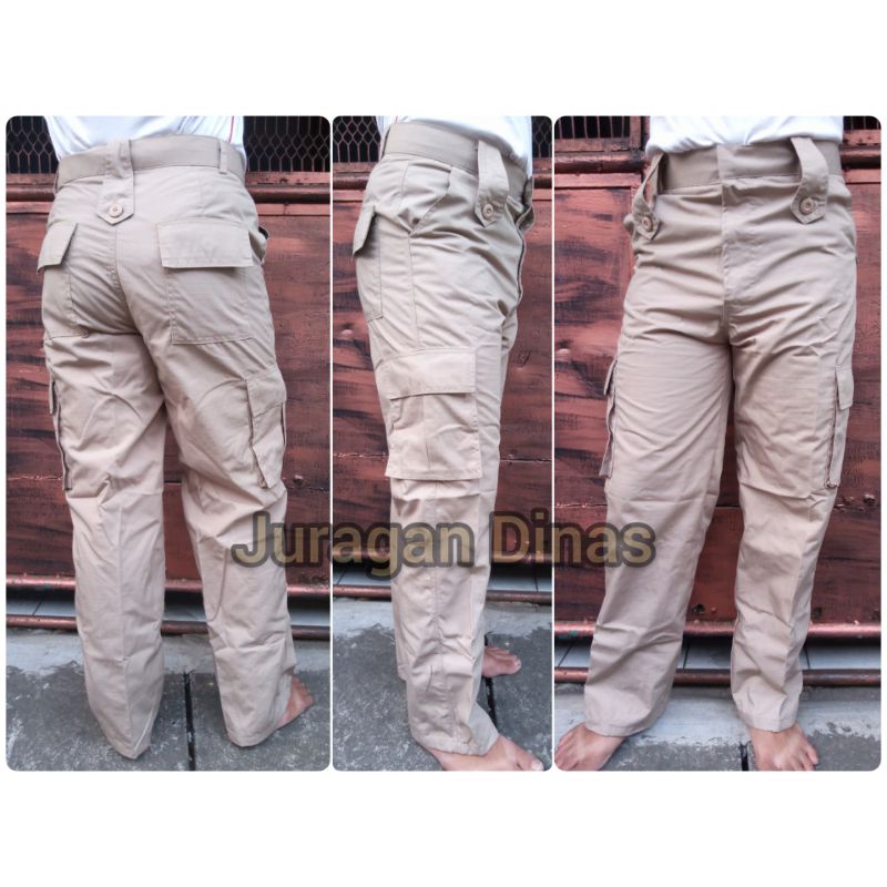 Celana pdl coklat crem Tan Kemhan blackhwak komando tactical outdoor gunung hiking lapangan cargo latihan ripstok kotak2