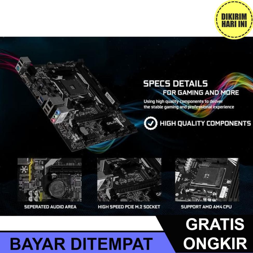 (BAYAR DITEMPAT) JD763 GALAX A320M - AM4 AMD NTORY A320 DDR4 USB 3.1 SATA3