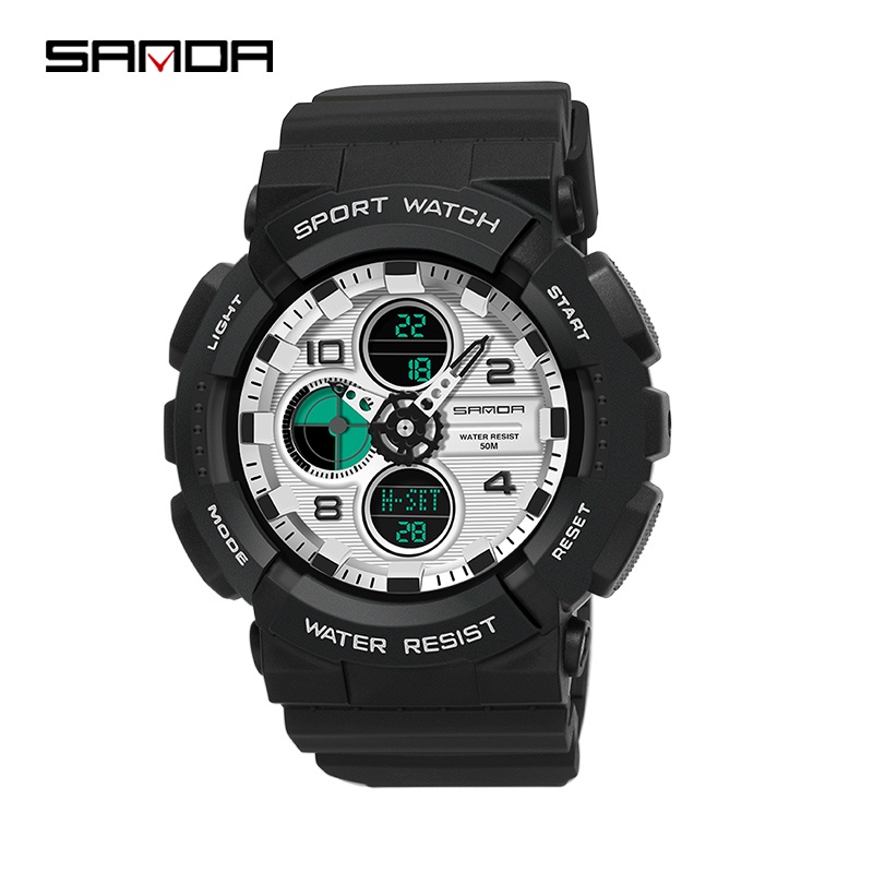 SANDA 6027 Jam Tangan Pria Digital Analog Tali Rubber Shockproof Anti Air WATCHKITE WKOS