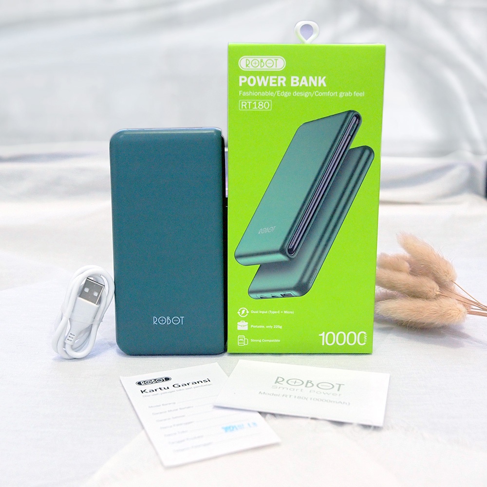 POWERBANK ROBOT 10000 mAh RT180 (VERSI BARU RT12) DUAL INPUT OUTPUT BERGARANSI