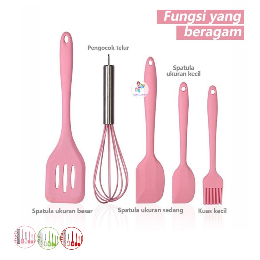 Baking utensile sillicone Spatula Sutil Tahan Panas 1Set 5 Pcs