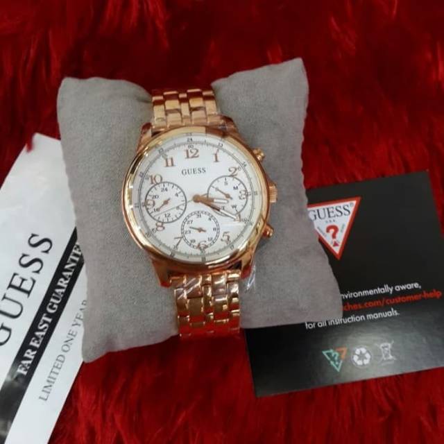 Jam Tangan Wanita Guess W1018L3 Rosegold Rantai Original Murah