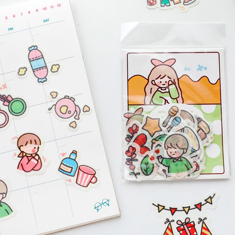 

[Ai's] 40 pcs Stiker kartun Jepang Seri Warna / DIARY DIY STICKERS / stiker kartun Lucu warna