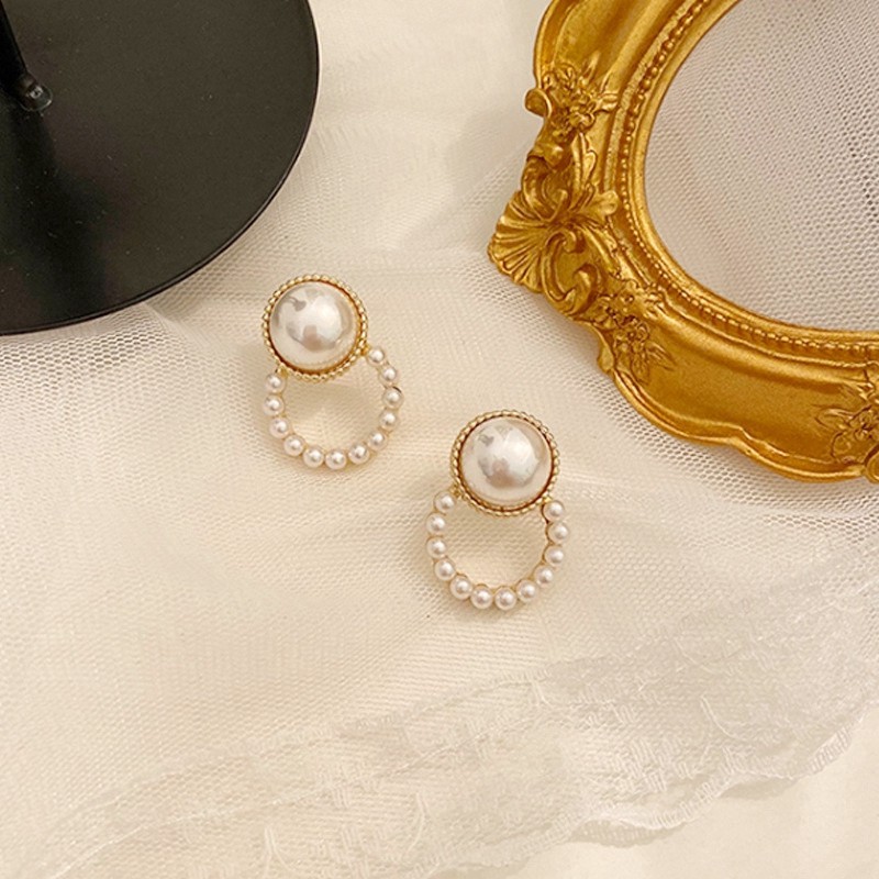 [ACKER] Anting Mutiara Bulat Gaya Retro Korea Untuk Wanita