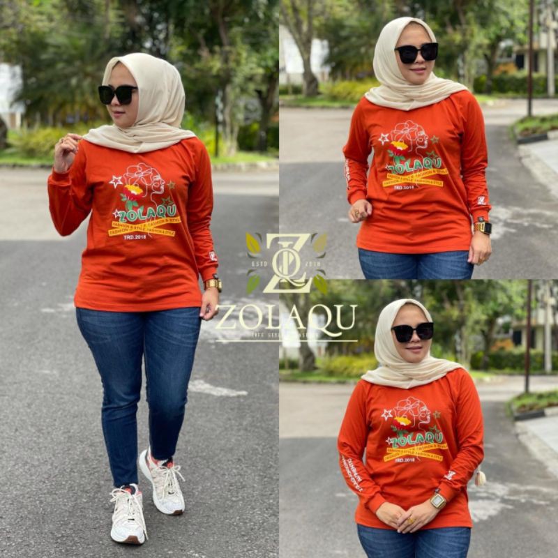 Kaos zolaqu merah bata original