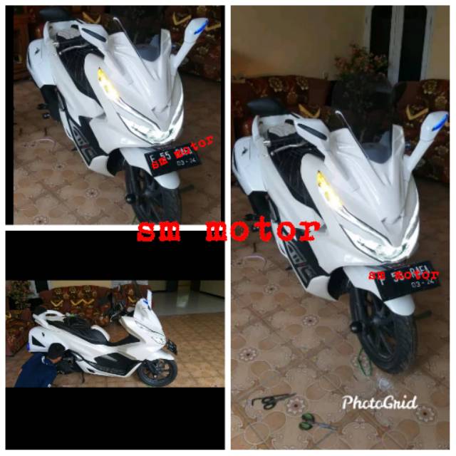 Sepaket full modif PCX lokal all new Honda PCX lokal tameng,spion LED,winsil,sidebox,sandaran