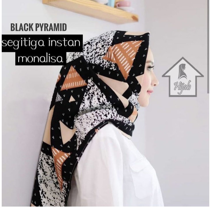 COD-Jilbab Instan Terbaru Kerudung Segitiga Instan Motif Hijab Instan Termurah Rumah Hijab-PIRAMID HITAM