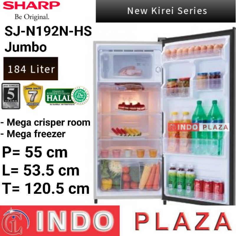 KULKAS / LEMARI ES SHARP 1 Pintu SJ-N162N-HS / N182N-HS / N192N-HS LOW WATT Kirei Series