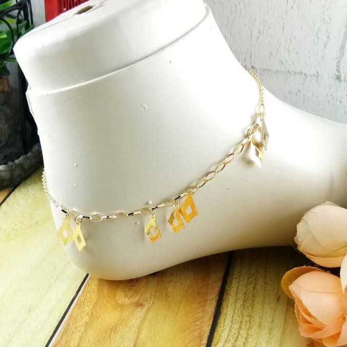 Indah Gg0267 - Gelang Kaki Lapis Emas 18K Karat Model India Bohemian