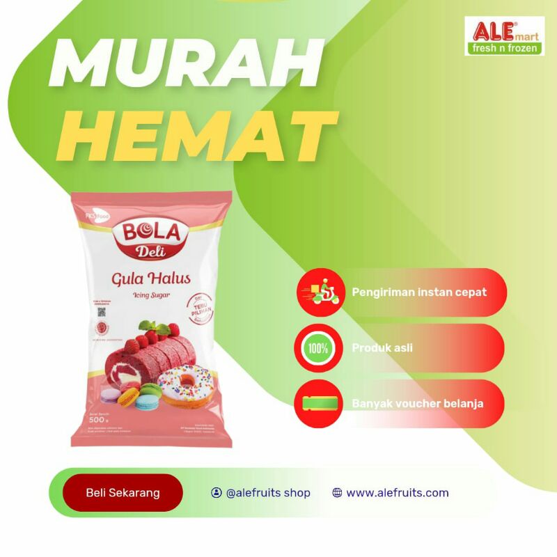 

Gula halus merk bola 500gr, gula halus