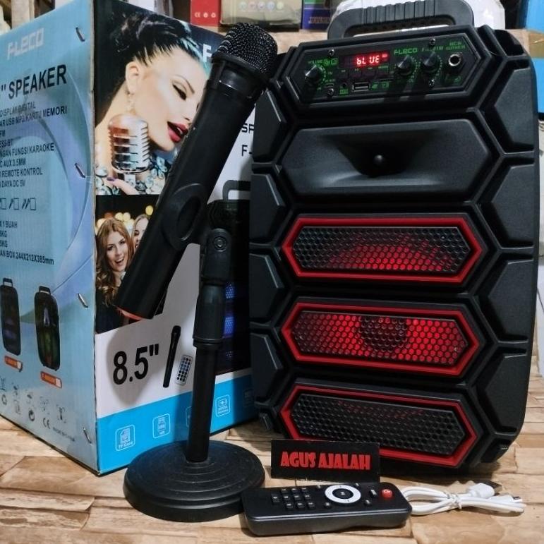 [KODE 0] speaker bluetooth karaoke 8,5 inch xbass radio BONUS MICROPHONE /// Speaker Fleco 8,5 inch 