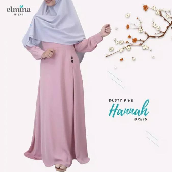 HANNAH Dress warna DUSTY PINK Size M - Gamis syari wanita by Elmina