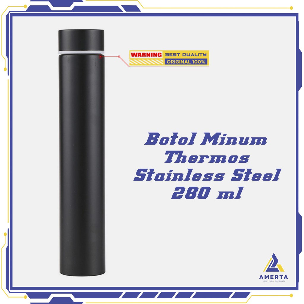 Botol Minum Thermos Stainless Steel Coffee Cup 280ml OneTwoCups  Black