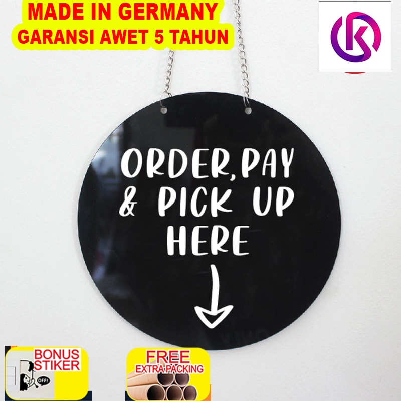 

Terlaris Sign Order Pay Pick Up Here UV Print Acrylic | Sign Toko Sign Board - Hitam
