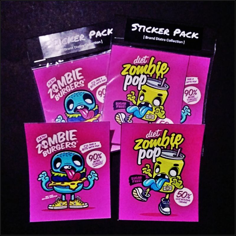 

stiker zombie pop and zombie burger