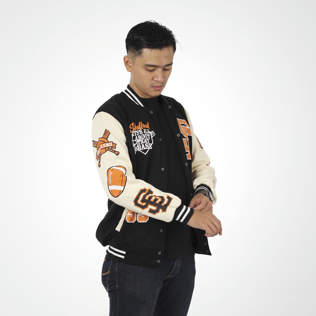 BRAINLY Jaket VARSITY JACKET BASEBALL MOTIP TERBARU PRIA WANITA distro remaja KAMIKAZE Full sablon Vintage Jaket varsiti murah Bisbol sukajan jeket erigo Ukuran L XL dan xxl