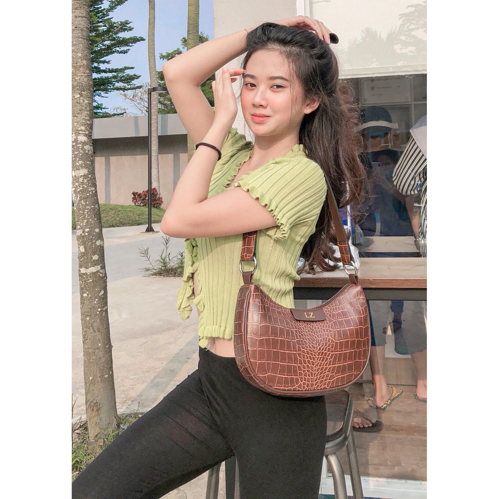 Nonataliashop - Nara Croco Tas Bahu / Baguette Bag (Free 2 Huruf)