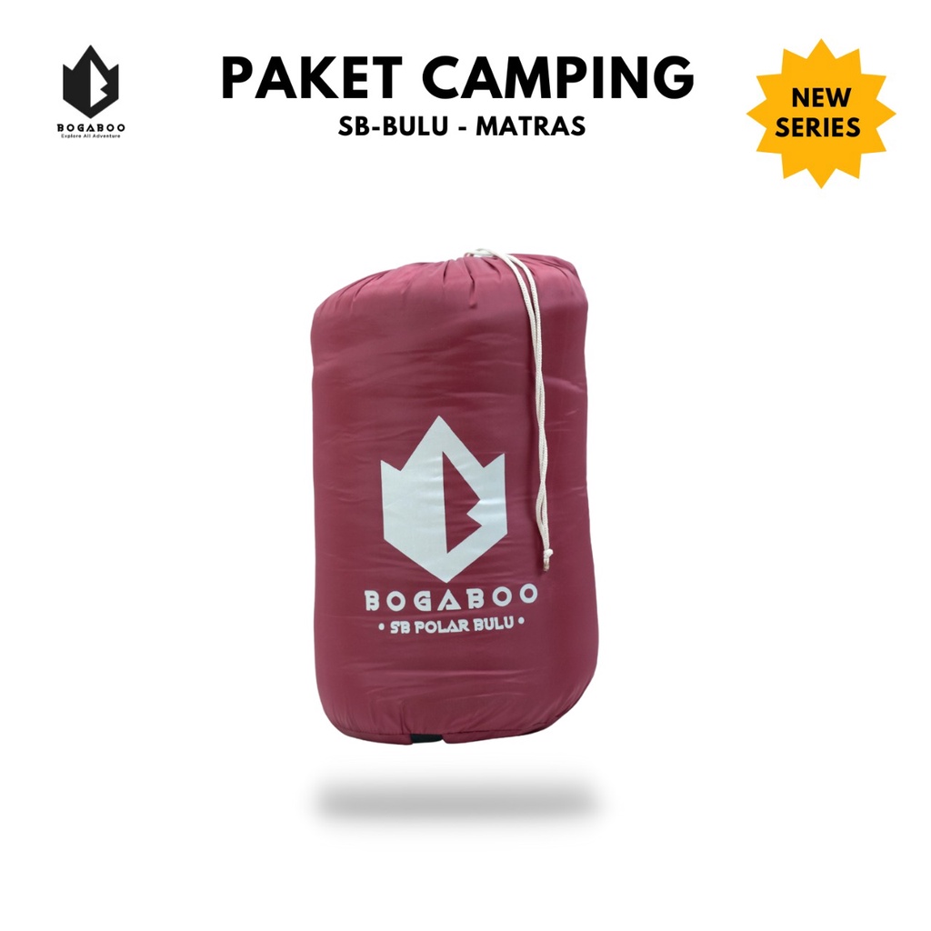 Paket Hemat - Sleeping Bag Bulu BOGABOO Tebal + Matras Karet Camping Gunung - Kantong tidur