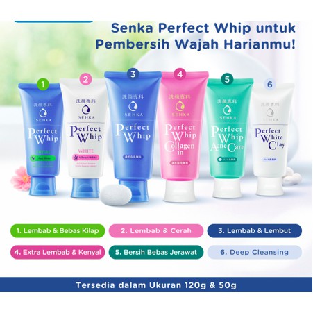 SENKA Perfect Whip Facial Foam | U Fresh Acne White Clay Berry Collagen