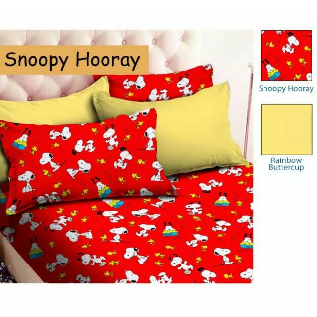 Kain sprei STAR meteran motif Snoopy Hooray per 0,5m