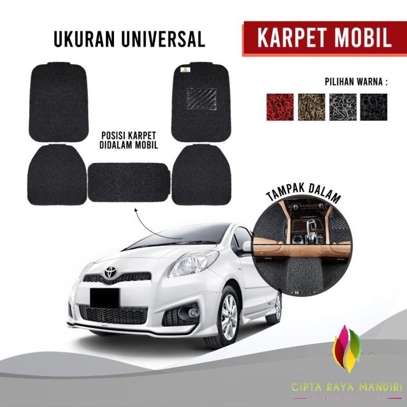 Karpet Mobil Premium Mie Bihun Potong Universal / Umum 2 Baris Ketebalan 18mm (5 Pcs）