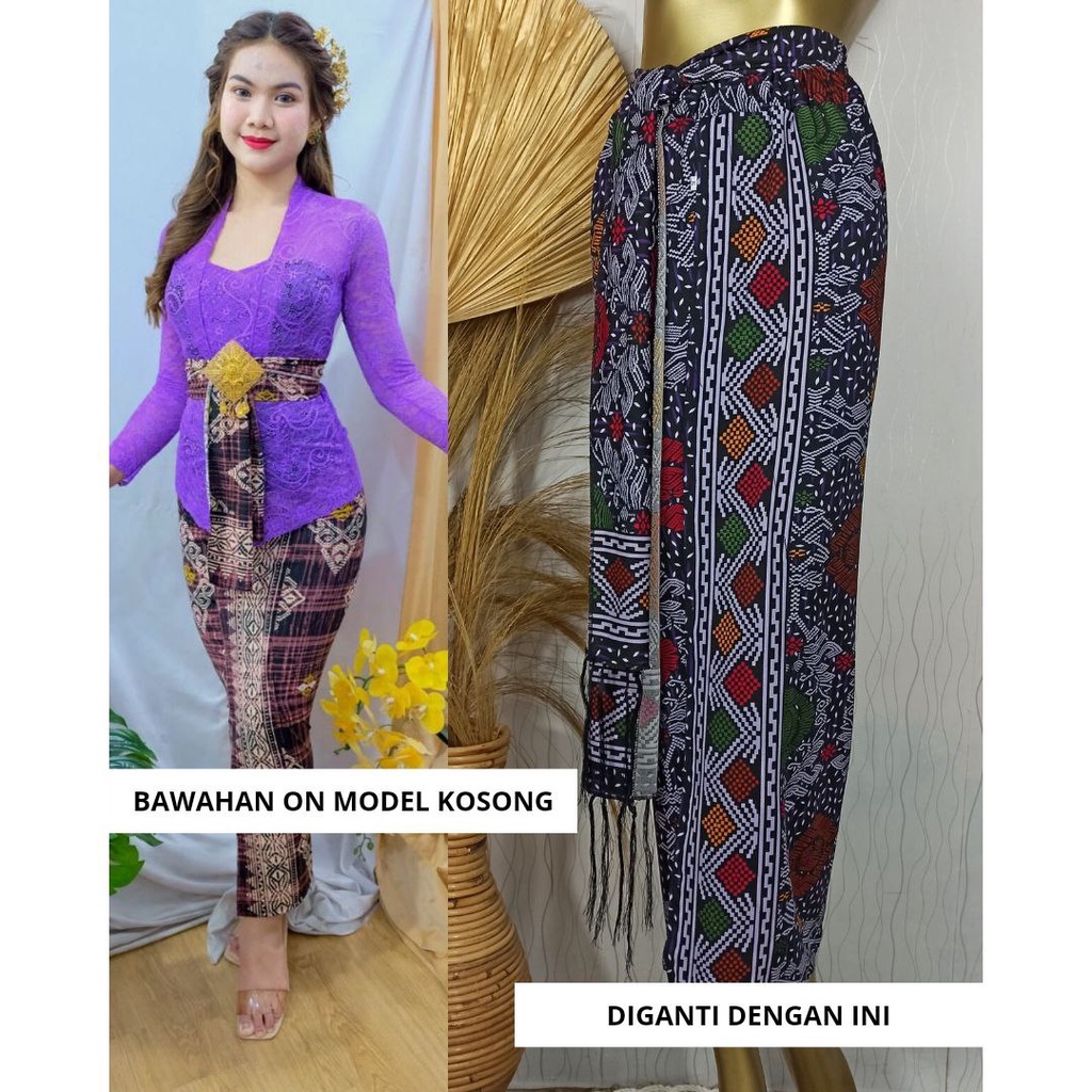Setelan kebaya sofia strait LILY kebaya bali lengan panjang bahan melar dan rok moscreft selendang Kebaya pengantin pesta wisuda modern-Ungu