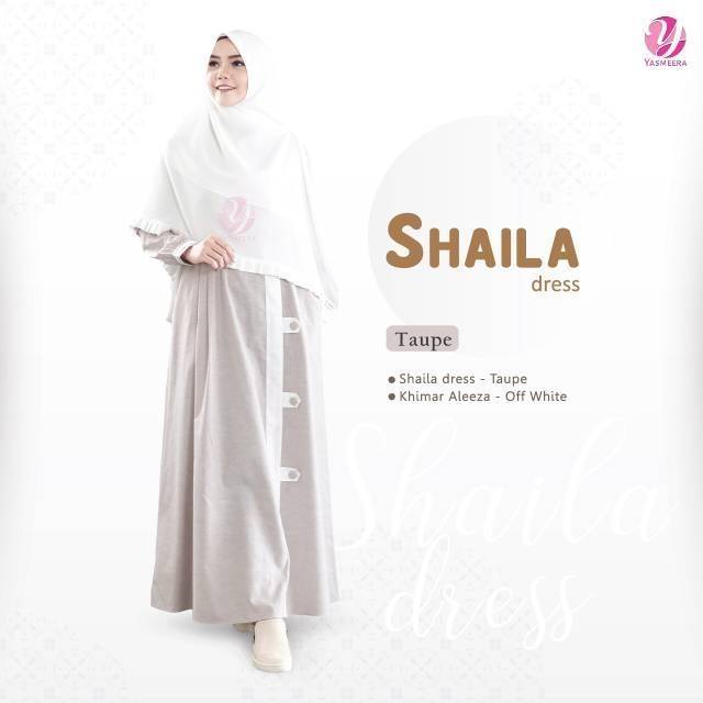 Gamis Linen-dress SHAILA size L By Yasmeera - gamis syari abu merah- taupe rubi - gamis linen