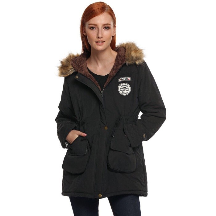 Jaket Parka Bulu musim dingin wanita Winter Jacket Coat women with Hoodie