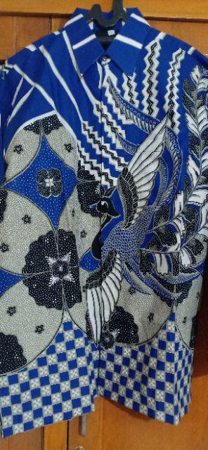 (1kg=4pcs) Kemeja Batik Lengan Panjang Batik Ori Kla Jaladara Biru Batik Solo Seragam Batik