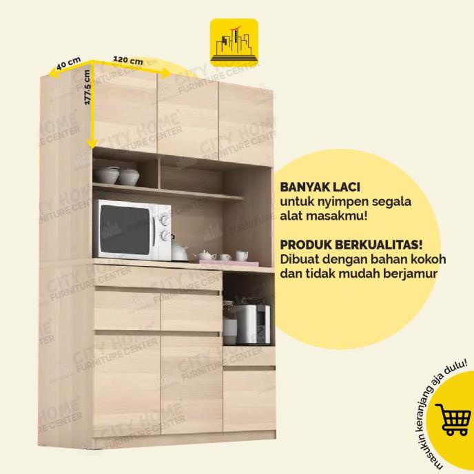 Shiro 120 Cm Rak Dapur / Lemari Dapur Murah Furniture Cikarang - Oak Junikaasristore7