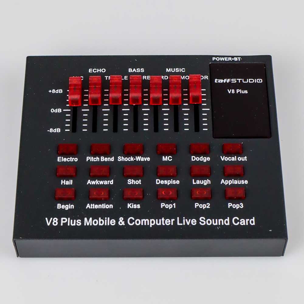 Soundcard Sound Card V8 Plus Bluetooth USB Original Live Broadcast External Mixer Mic Headset TaffSTUDIO