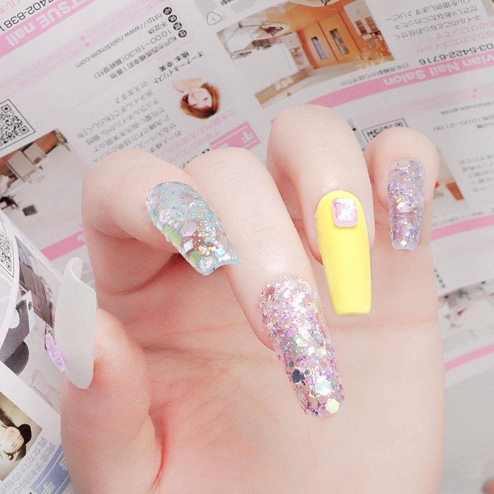 AUGUSTINA Agustin 3D Nail Art Berlian Symphony Aurora Ikatan Simpul Persegi Datar-Bawah Berlian DIY Nail Art Dekorasi