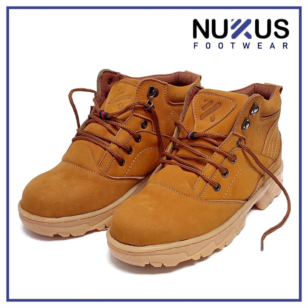 Nukus Sepatu Safety Ujung Besi Boots Pria Kulit Coklat Tan - DT NB