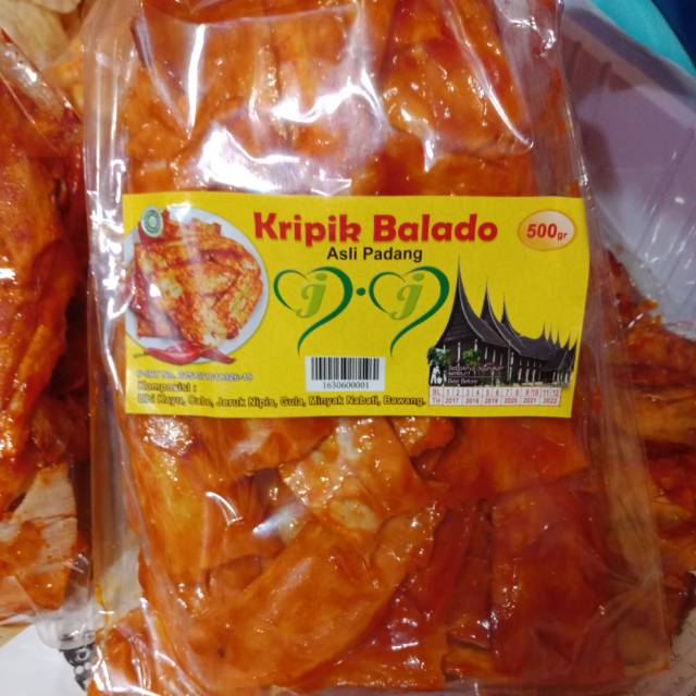 SANJAI JJ Keripik kripik singkong ubi kayu balado pedas asli khas padang cabe camilan lauk oleh oleh