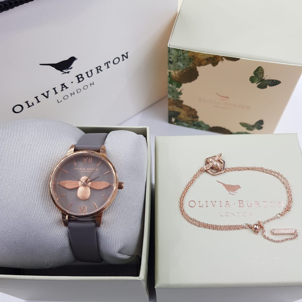 Jam Tangan Olivia Burton 3D Bee Abu + ACC