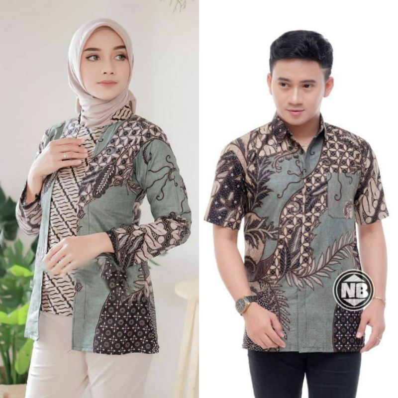 tey-17 Batik wanita ASJ SA HRB026 Kenongo Kemeja Tosca Pendek