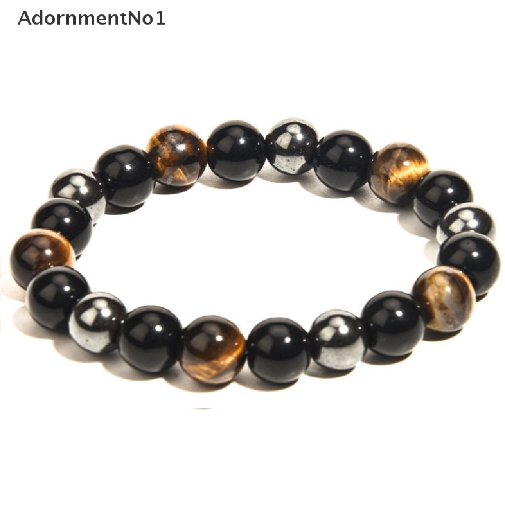 (AdornmentNo1) Gelang Tangan Manik-Manik Batu Obsidian Tiger Eye Natural 8mm / 10mm Untuk Pria / Wanita