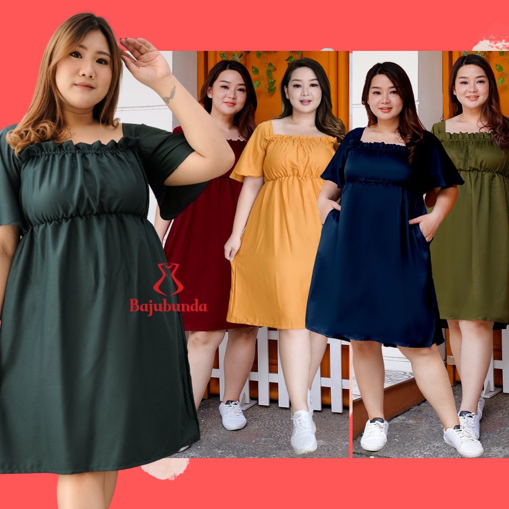 LD 120 DRESS JUMBO BIG SIZE POLOS BAJU WANITA NELLY