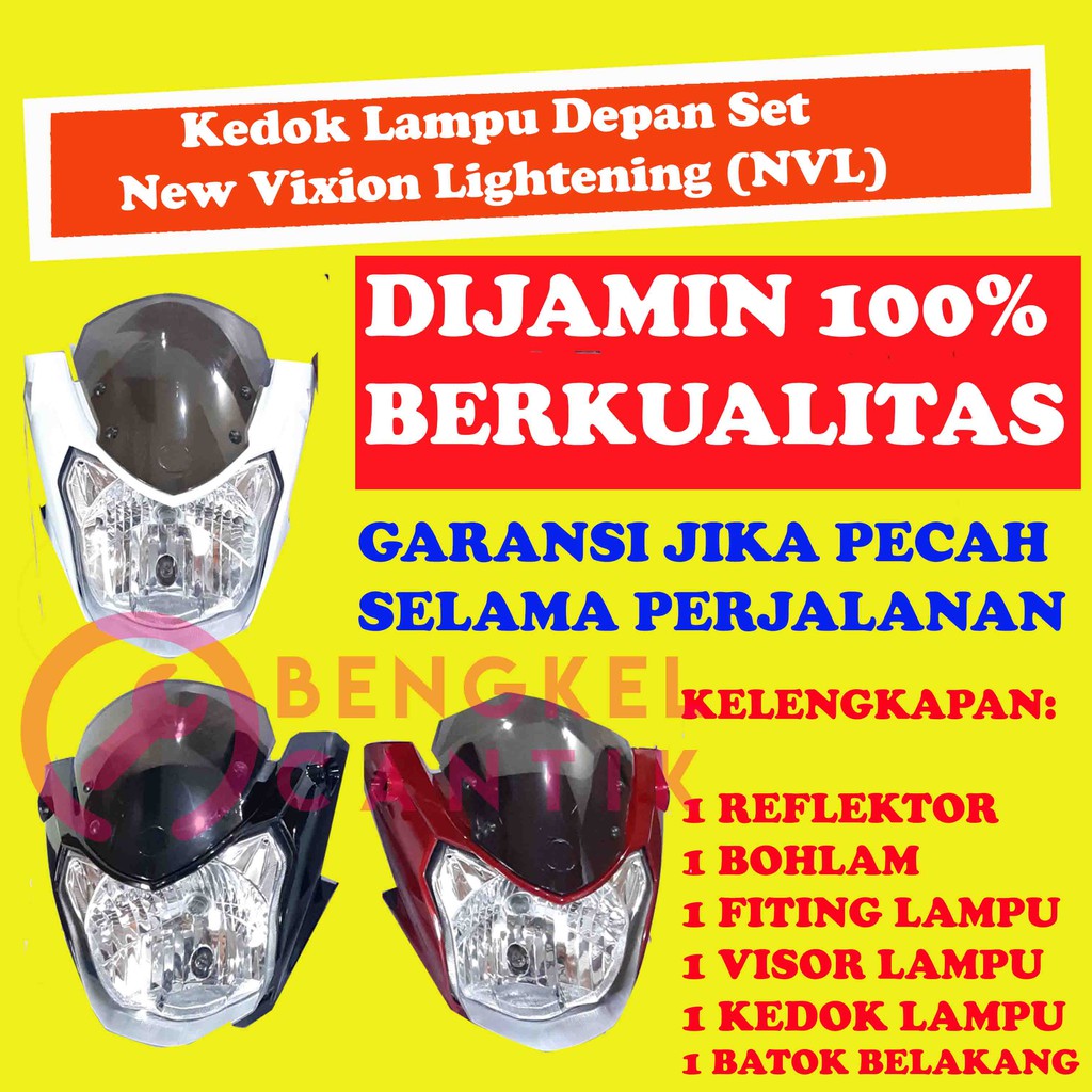 Jual Kedok Lampu Depan Reflektor Vixion New Lighting Nvl Merah Putih Hitam Headlamp