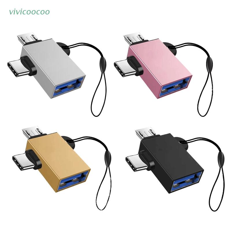 Vivi 2 in 1 Adapter Konektor Konverter OTG Micro USB Tipe C Male Ke USB 3.0 Female Bahan Aluminum Alloy Untuk Handphone / Tablet