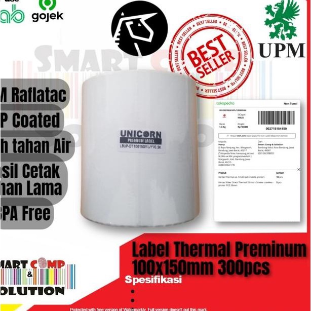 

☛ Label Stiker Resi Alamat Market Place 100x150mm A6 Direct Thermal @300 ♦