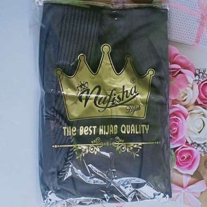 Jilbab Instan Bergo pad Tali Kepang By Nafisha Hijab-ABU TUA