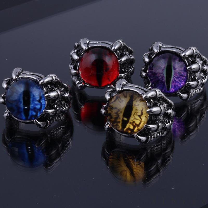 【Bayar di tempat】Cincin Desain Mata Iblis 4 Warna Gaya Punk Untuk Pria Dan Wanita