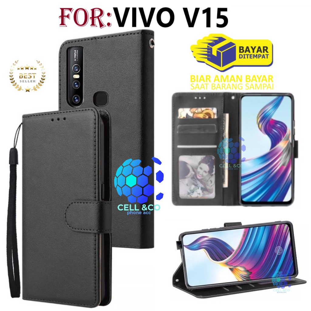 VIVO V15 CASE FLIP LEATHER WALLET PREMIUM FLIP CASE BUKA TUTUP KESING HP CASING FLIP CASE WALLET VIVO V15