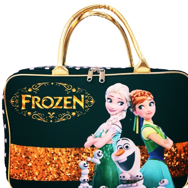 Tas koper travel bag kanvas frozen hitam